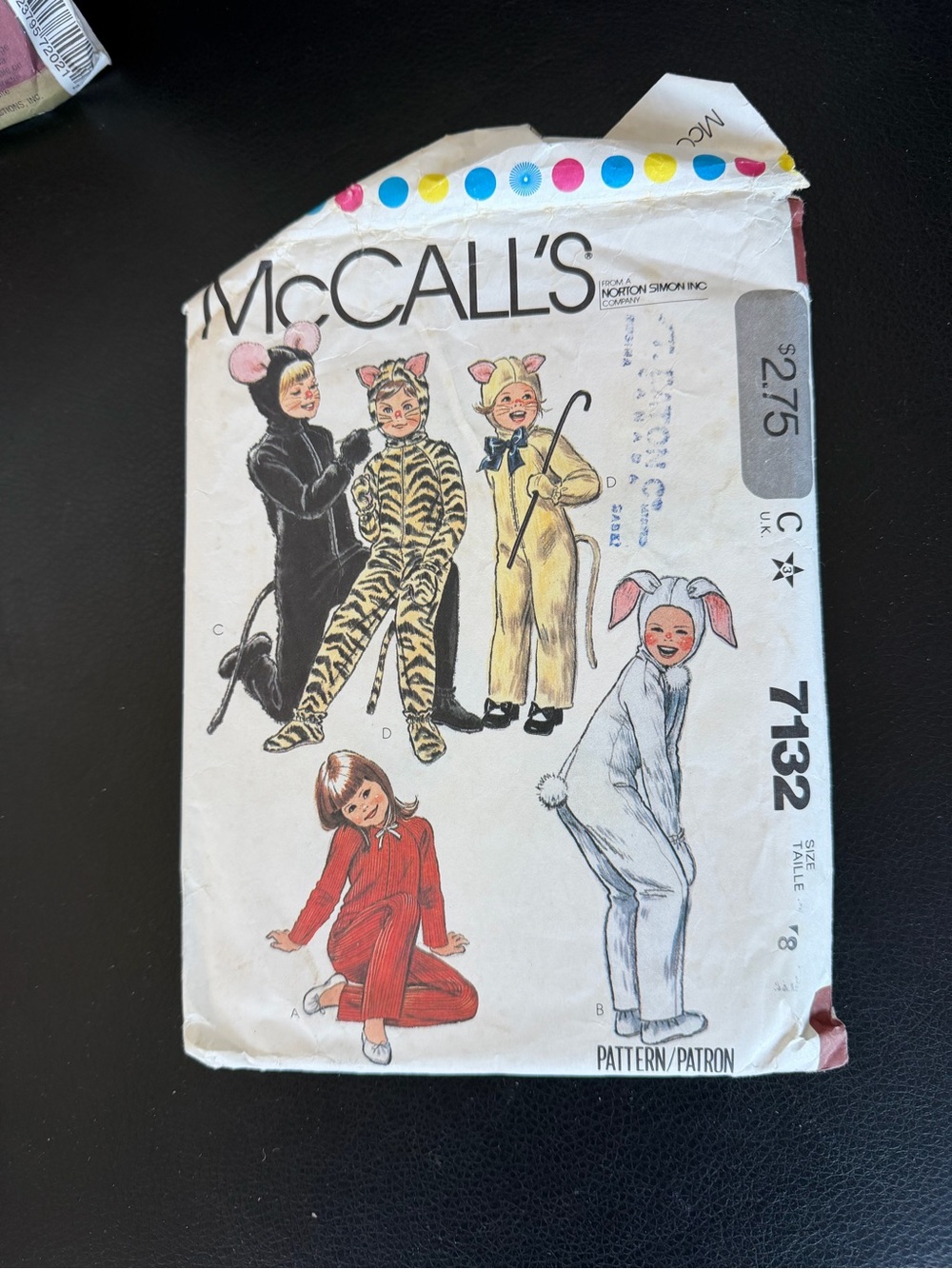 Vintage McCALL'S Kids Animal Costume Pattern 7132